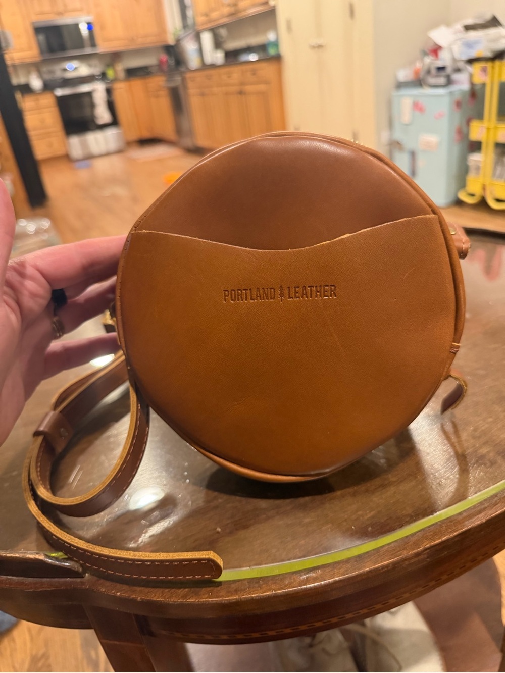 NWOT Small Portland Leather Round Crossbody Bag - Cognac Brown